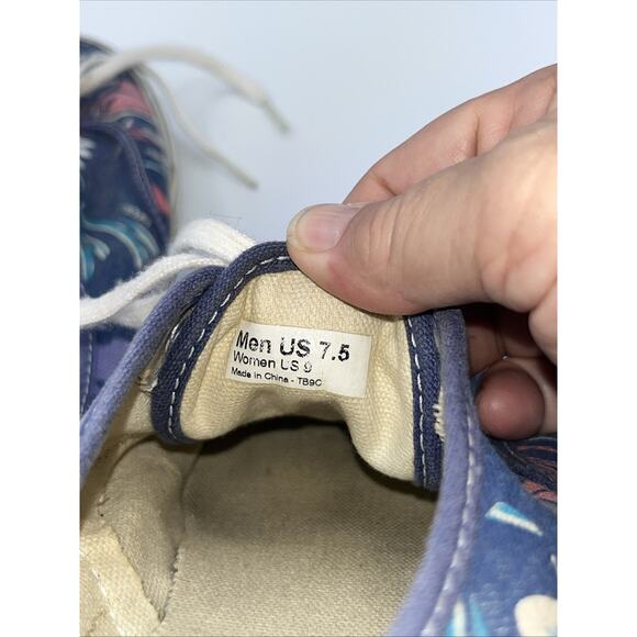 VANS VAN DOREN 7.5 mens BLACK PARROT SHOES FLORAL WOMENS 9 OLD SKOOL Blue Pink - Picture 8 of 8